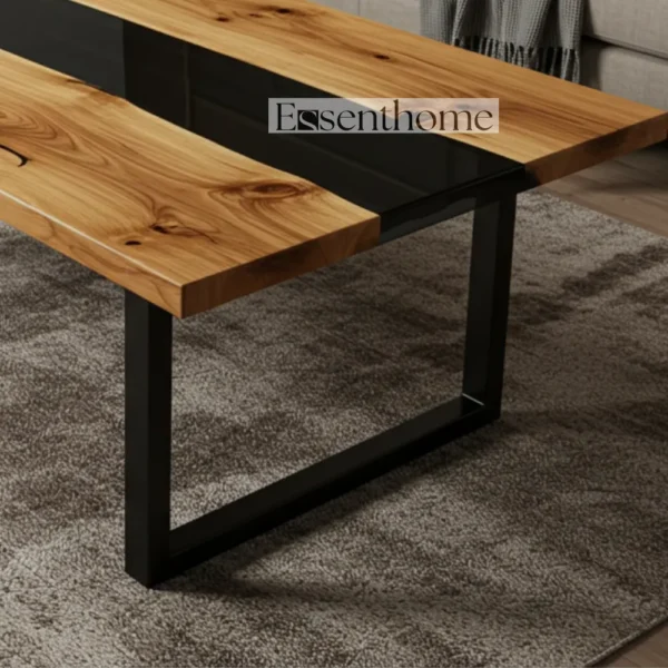 Rustic Brown Oval Coffee Table – Handmade Wooden Living Room Table - Image 4