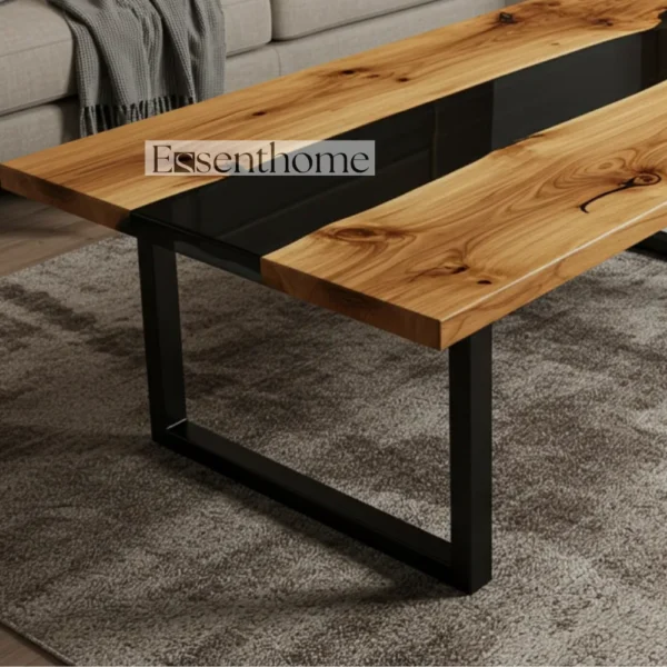 Rustic Brown Oval Coffee Table – Handmade Wooden Living Room Table - Image 5