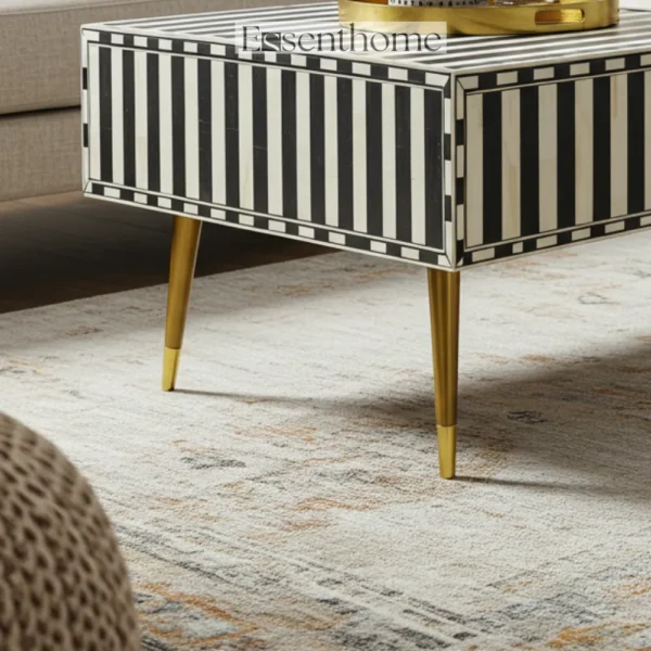 Handmade Wooden Coffee Table Black Stripes Luxury Centre Table + Free Frame - Image 5