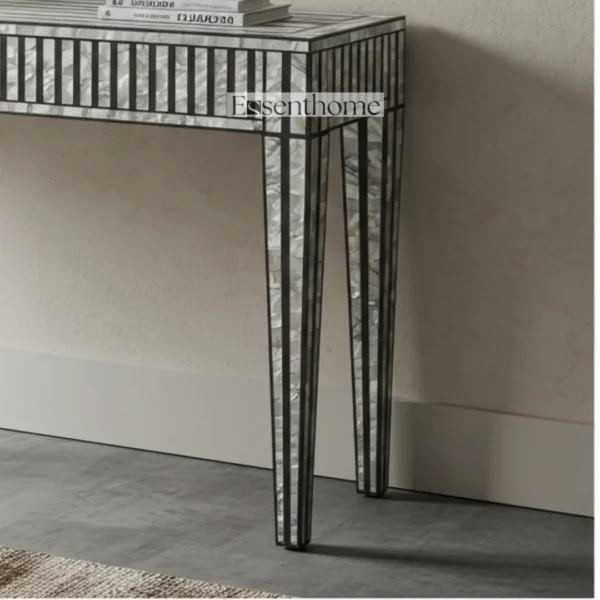Mother of Pearl Console Table – Modern Striped Inlay with 1 Drawer - Image 8