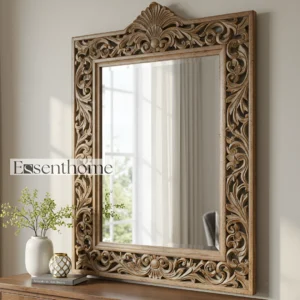 Carved wooden mirror - Floral
