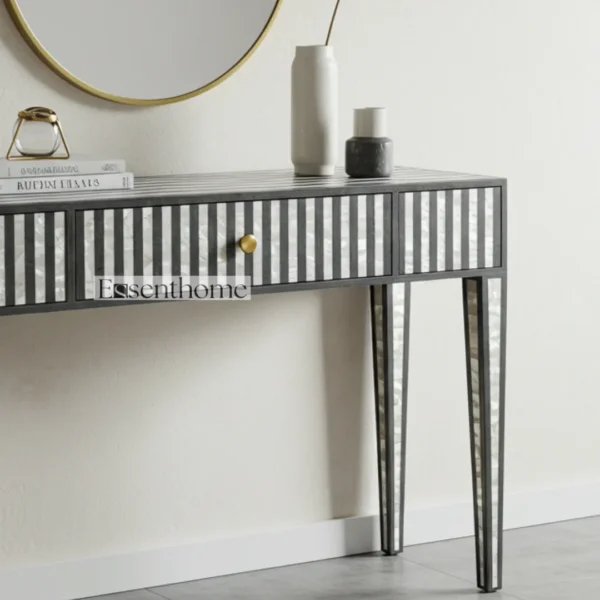 Essenthome Mother of Pearl Console Table ? Modern Striped Inlay, 1 Drawer - Image 4