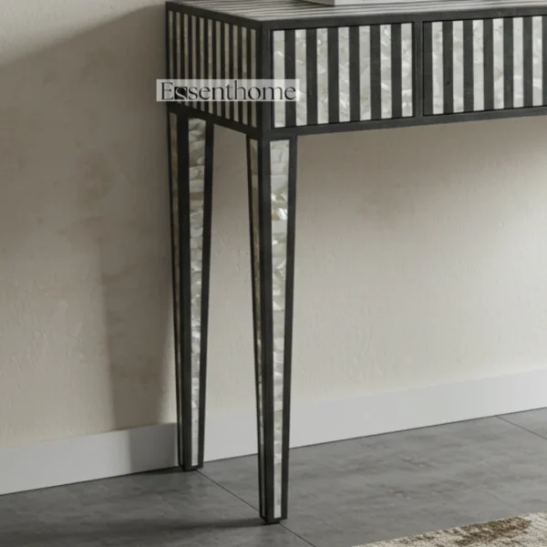 Essenthome Mother of Pearl Console Table ? Modern Striped Inlay, 1 Drawer - Image 5