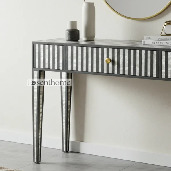 Essenthome Mother of Pearl Console Table ? Modern Striped Inlay, 1 Drawer - Image 6