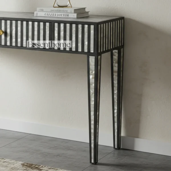 Essenthome Mother of Pearl Console Table ? Modern Striped Inlay, 1 Drawer - Image 7