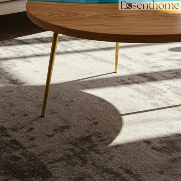 Essenthome Round Wooden Coffee Table ? Handmade Wood & Blue Resin Inlay with Gold Metal Legs - Image 5