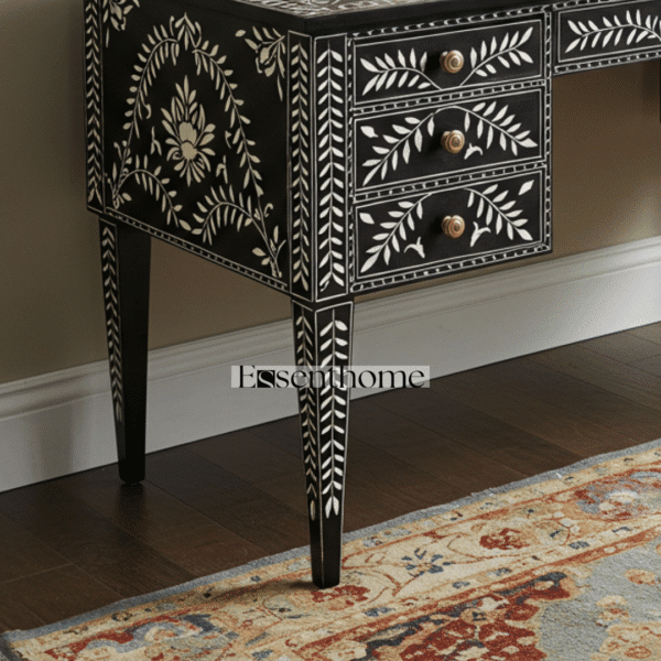 Handmade floral inlay center table Round Floral Inlay Center Table - Image 6