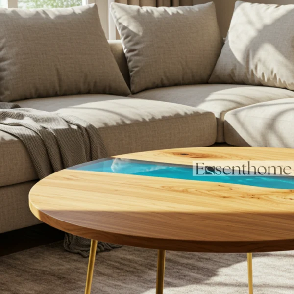Round Living Room Coffee Table - Wooden - Image 2