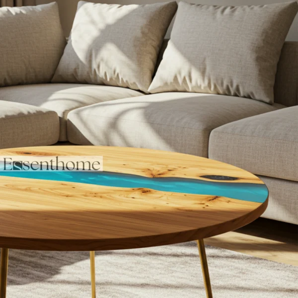 Round Living Room Coffee Table - Wooden - Image 3