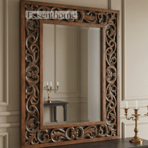 Rustic Handcrafted Wooden Brown wall mirror