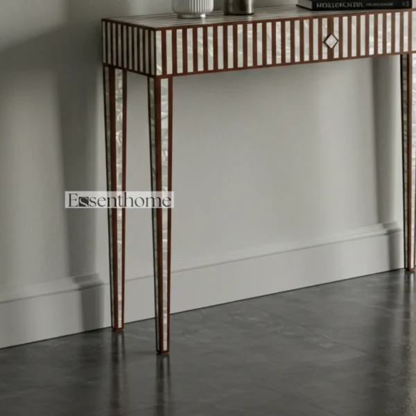 Essenthome Red Mother of Pearl Inlay Console Table ? Handmade Floral Pattern - Image 4