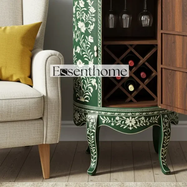 handcrafted bone inlay cabinet – Handcrafted Wooden End Table - Image 4