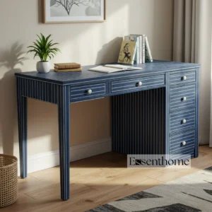 Navy Blue Bone Inlay Writing Desk Handmade bone inlay furniture