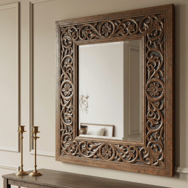 Essenthome Rustic Wooden Handcrafted wooden mirror