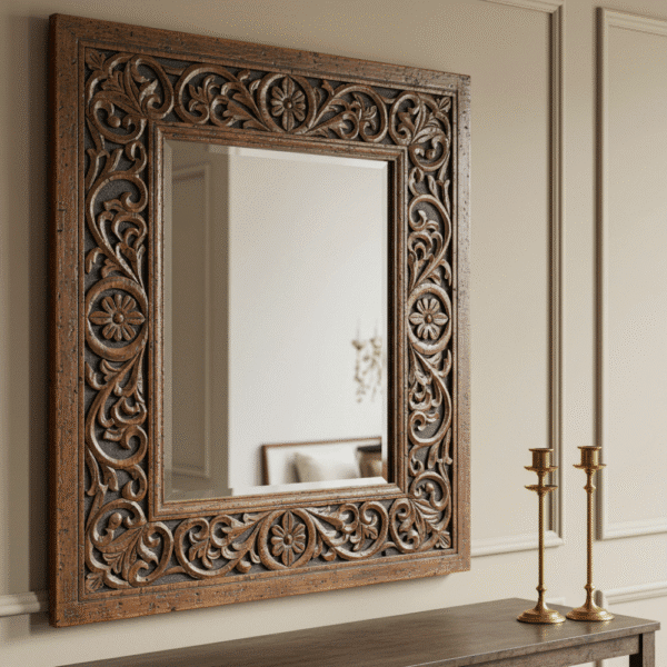 Essenthome Rustic Wooden Handcrafted wooden mirror - Image 2