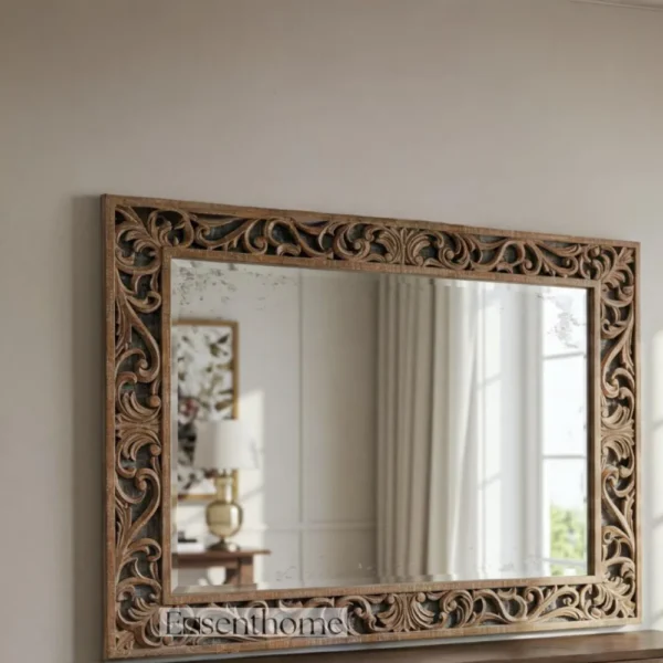 Decorative wooden wall mirror