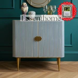 Handmade Bone Inlay Sideboard Cabinet ? Modern Storage Buffet with Free Frame