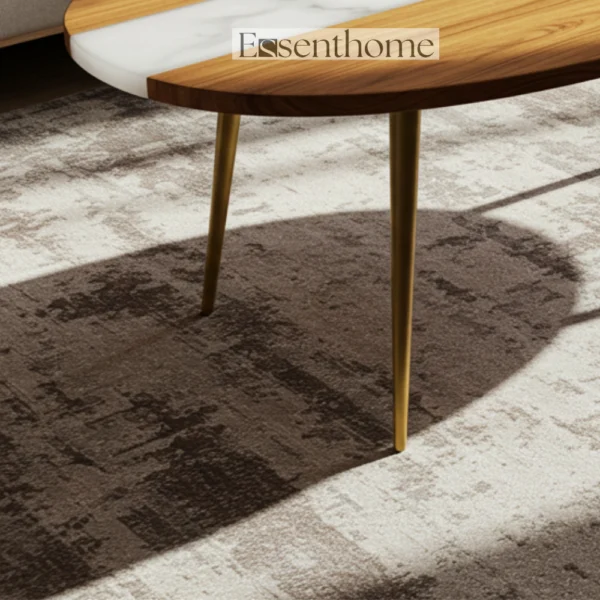 Wooden round coffee table - Wood & Blue - Image 5