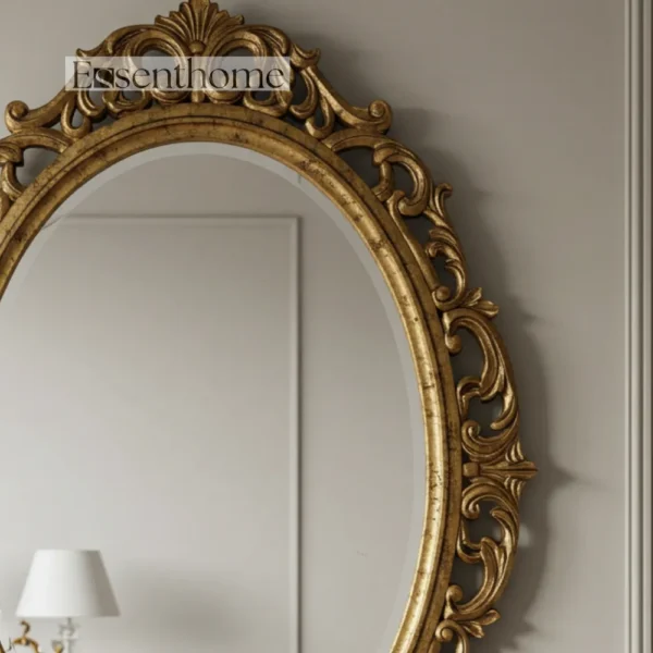 Wooden accent mirror - Gold - Image 4