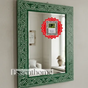 Handmade bone inlay mirror - Green