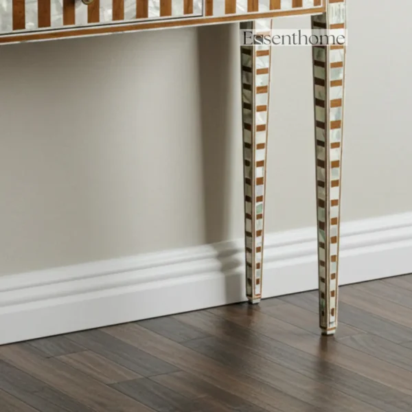 Essenthome Bone & Mother-of-Pearl Inlay Console Table with Drawer ? Handcrafted Mango Wood & Resin Elegance - Image 6