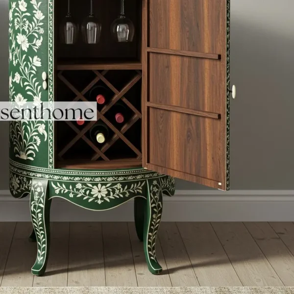 handcrafted bone inlay cabinet – Handcrafted Wooden End Table - Image 5