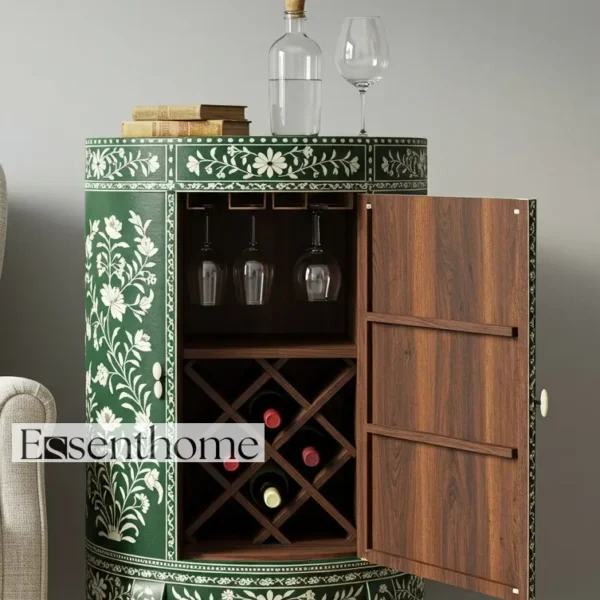 handcrafted bone inlay cabinet – Handcrafted Wooden End Table - Image 6