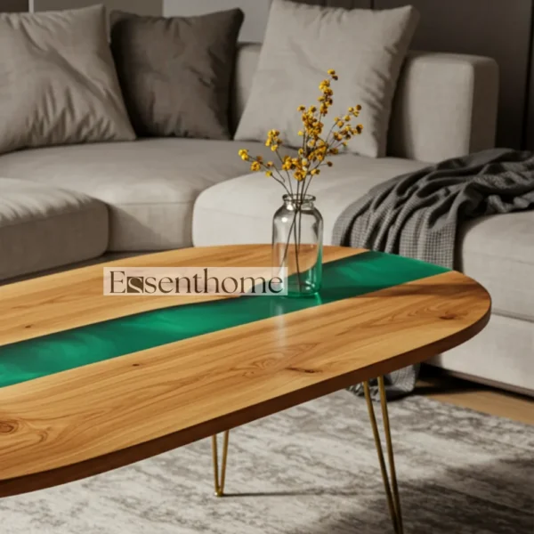 Rustic Brown Oval Coffee Table – Solid Wood Handmade Living Room Accent - Image 3