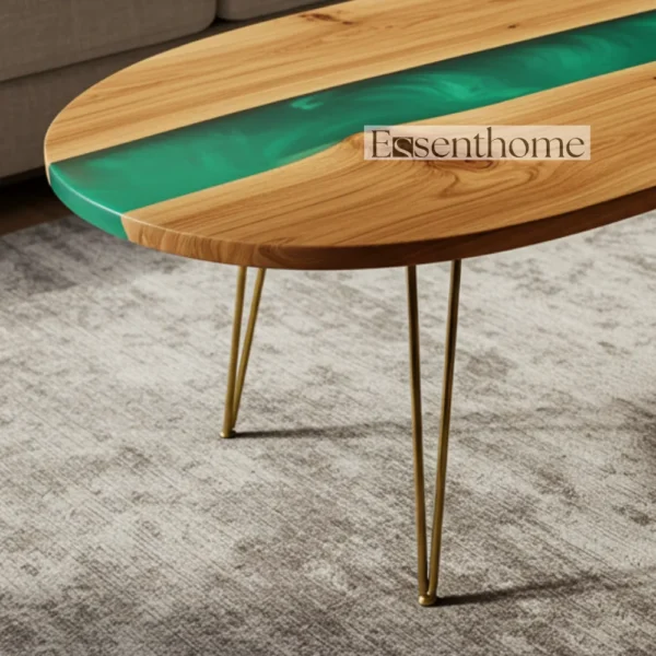 Rustic Brown Oval Coffee Table – Solid Wood Handmade Living Room Accent - Image 4