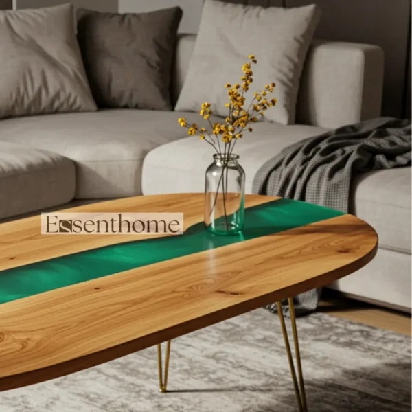 Rustic Brown Oval Coffee Table – Solid Wood Handmade Living Room Accent - Image 5
