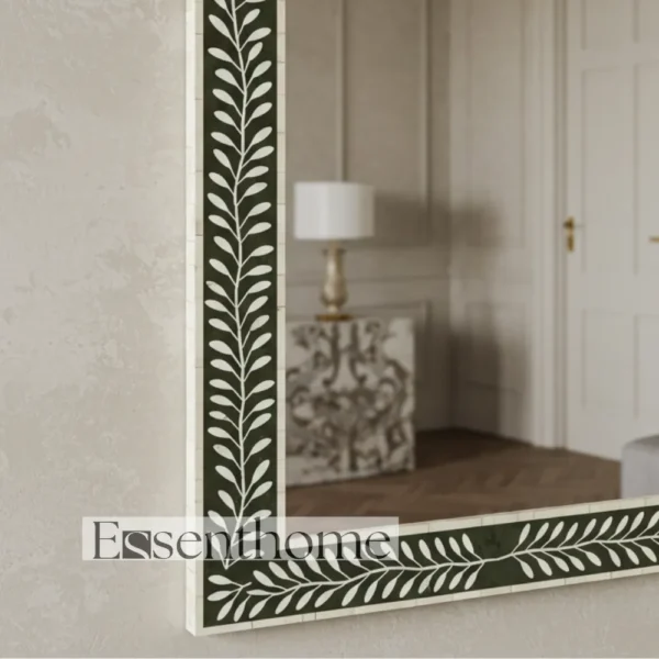 Luxury Bone Inlay Wall Mirror ? Black and White Handmade Rectangular Frame - Image 5