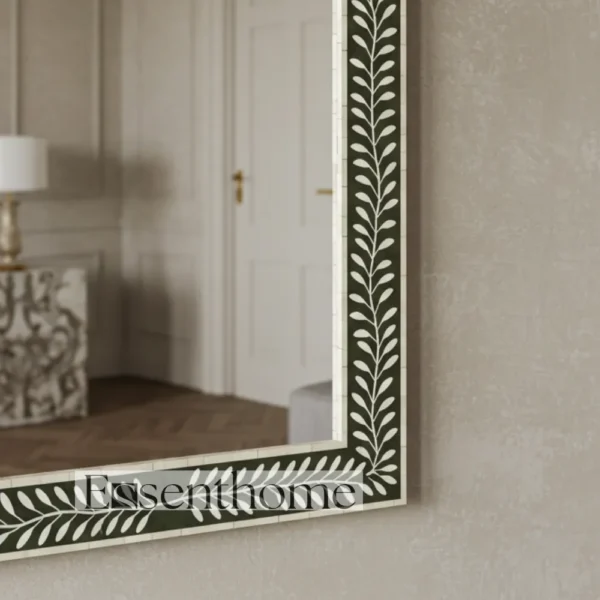 Luxury Bone Inlay Wall Mirror ? Black and White Handmade Rectangular Frame - Image 6