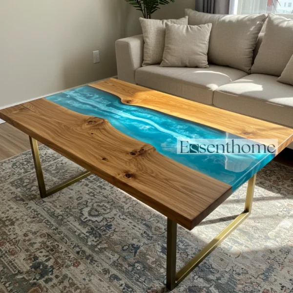 Brown Oval Coffee Table – Handcrafted Wooden Center Table for Living Room