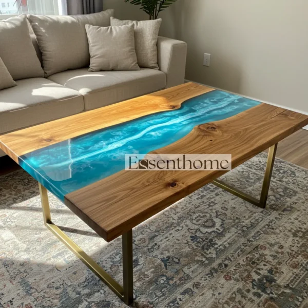Brown Oval Coffee Table – Handcrafted Wooden Center Table for Living Room - Image 2