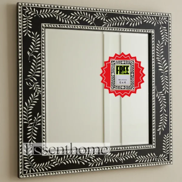 Essenthome Handmade Bone Inlay Mirror ? Elegant Floral Leaf Wall D?cor