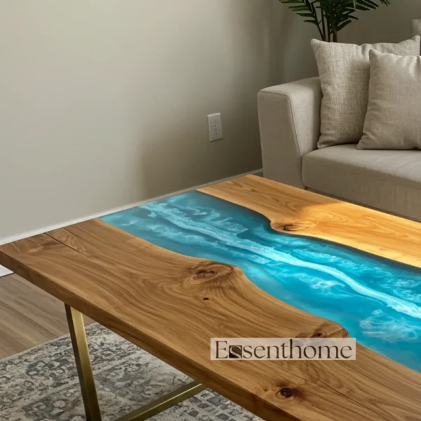 Brown Oval Coffee Table – Handcrafted Wooden Center Table for Living Room - Image 3