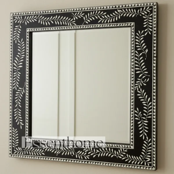 Essenthome Handmade Bone Inlay Mirror ? Elegant Floral Leaf Wall D?cor - Image 2