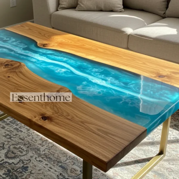 Brown Oval Coffee Table – Handcrafted Wooden Center Table for Living Room - Image 4
