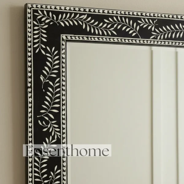 Essenthome Handmade Bone Inlay Mirror ? Elegant Floral Leaf Wall D?cor - Image 3