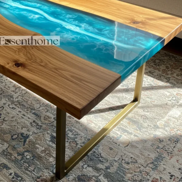 Brown Oval Coffee Table – Handcrafted Wooden Center Table for Living Room - Image 5