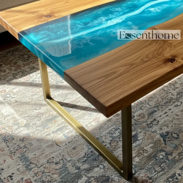 Brown Oval Coffee Table – Handcrafted Wooden Center Table for Living Room - Image 6