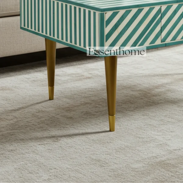 Handmade Wooden Coffee Table Green Stripes Luxury Centre Table + Free Frame - Image 4