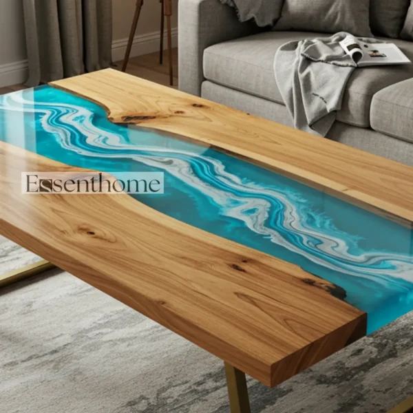 Essenthome Handcrafted Brown Oval Coffee Table ? Rustic Wood Centerpiece - Image 6