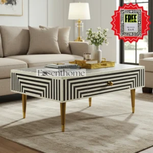 Handmade Wooden Black and white coffee table + Free Frame