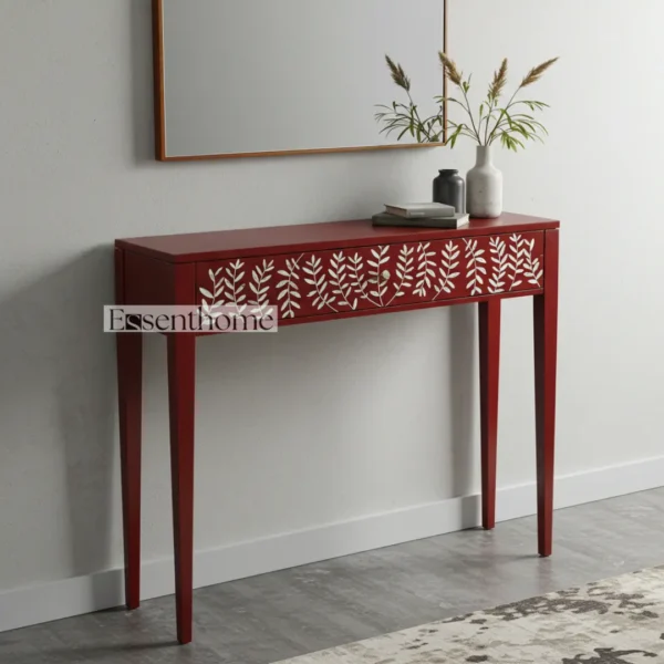 Essenthome Handmade Bone & Mother-of-Pearl Inlay Console Table ? Mango Wood & Resin Striped Accent for Entryway or Hall