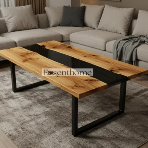 Rustic Brown Oval Coffee Table – Handmade Wooden Living Room Table