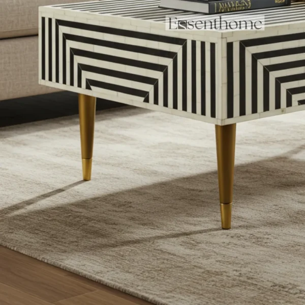 Handmade Wooden Coffee Table Black Stripes Luxury Centre Table + Free Frame - Image 5