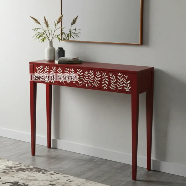 Essenthome Handmade Bone & Mother-of-Pearl Inlay Console Table ? Mango Wood & Resin Striped Accent for Entryway or Hall - Image 2