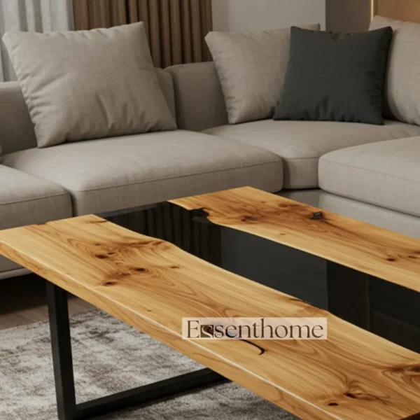 Rustic Brown Oval Coffee Table – Handmade Wooden Living Room Table - Image 2