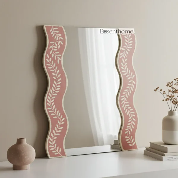 Pink bone inlay mirror – Elegant Bone Inlay Accent